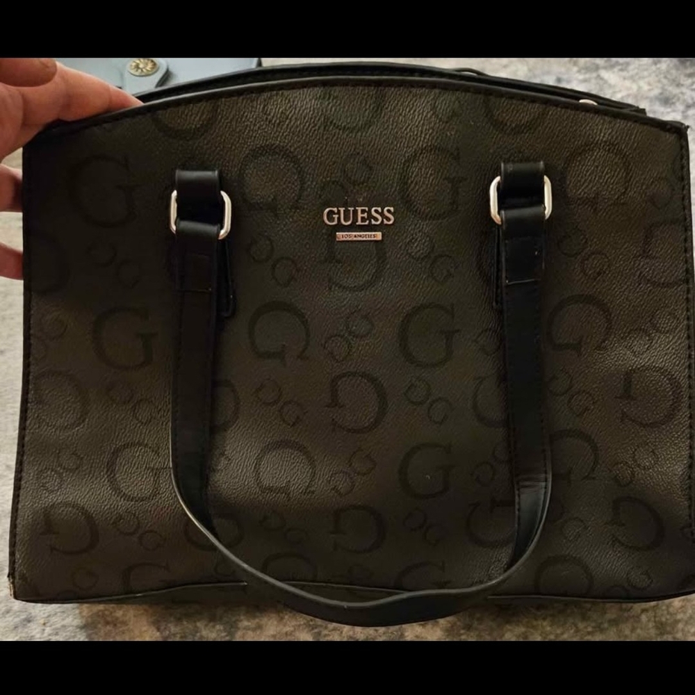 Guess Black Monogram Handbag